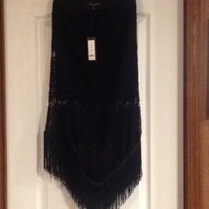 Black Lacy Dressy Fringed Skirt